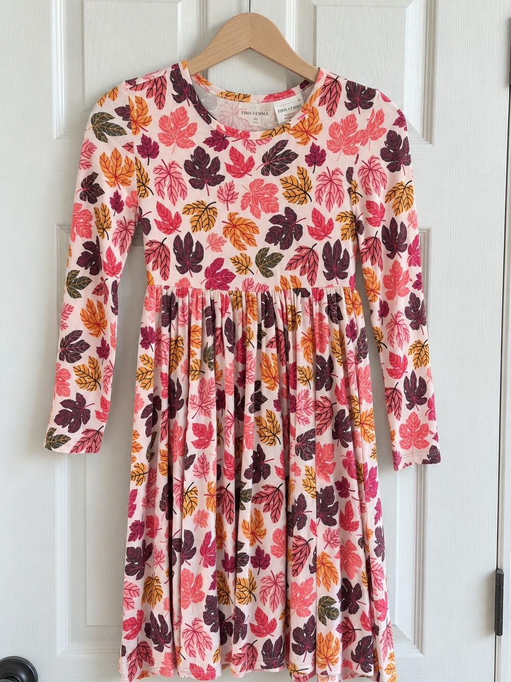 Posh Peanut Girls 10Y Fall Leaves Bamboo Long Sleeve Twirl Dress